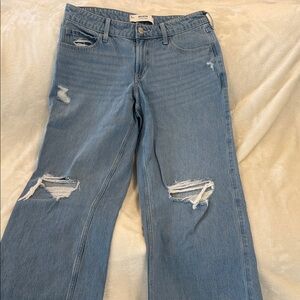 Hollister Light Blue Distressed Straight Leg Jeans